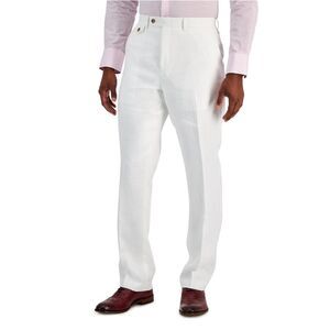 Tayion Collection Mens Solid Dress Pants Slacks, White, NWT